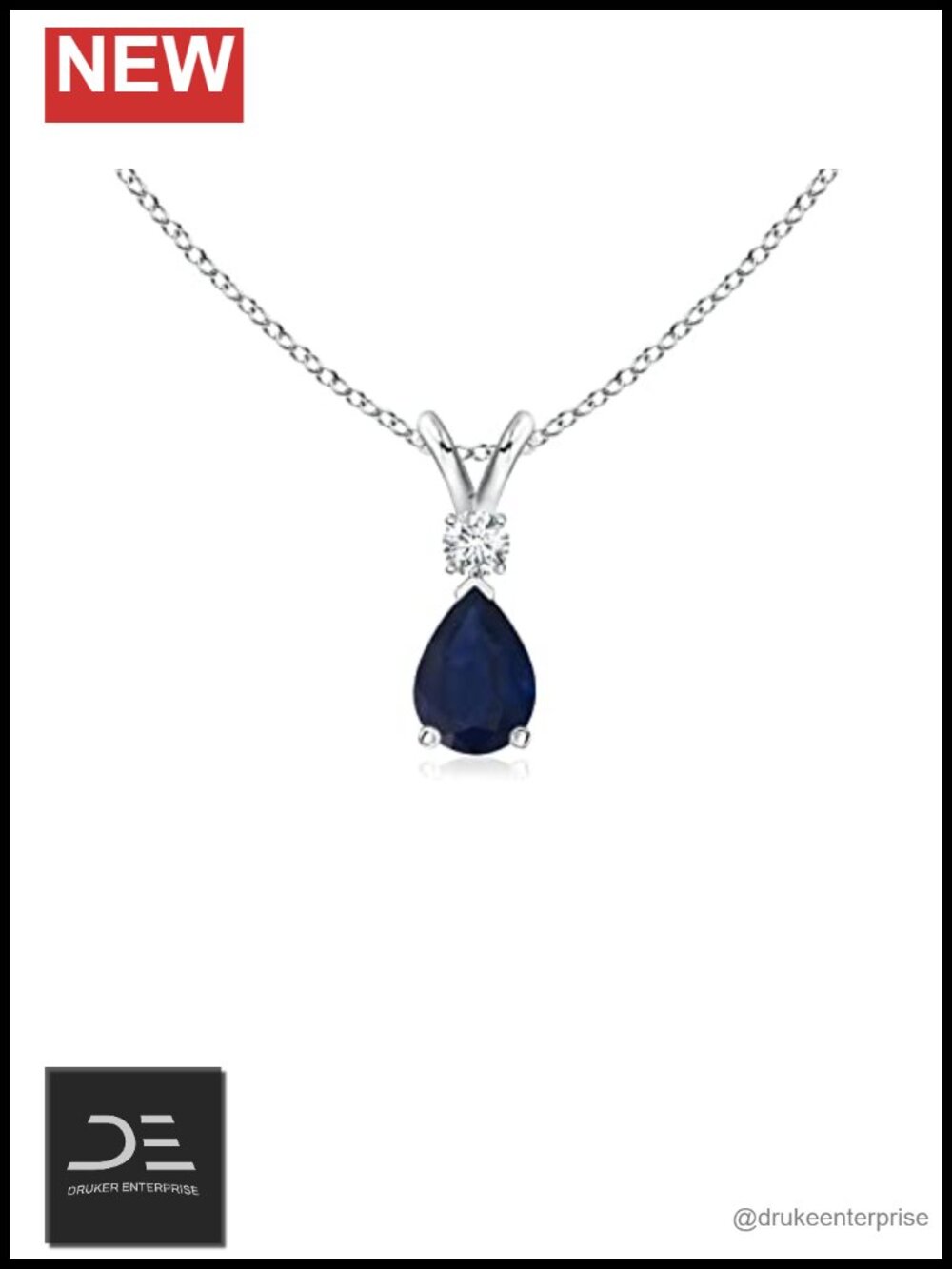 Natural Blue Sapphire Pendant Necklace Platinum Diamond